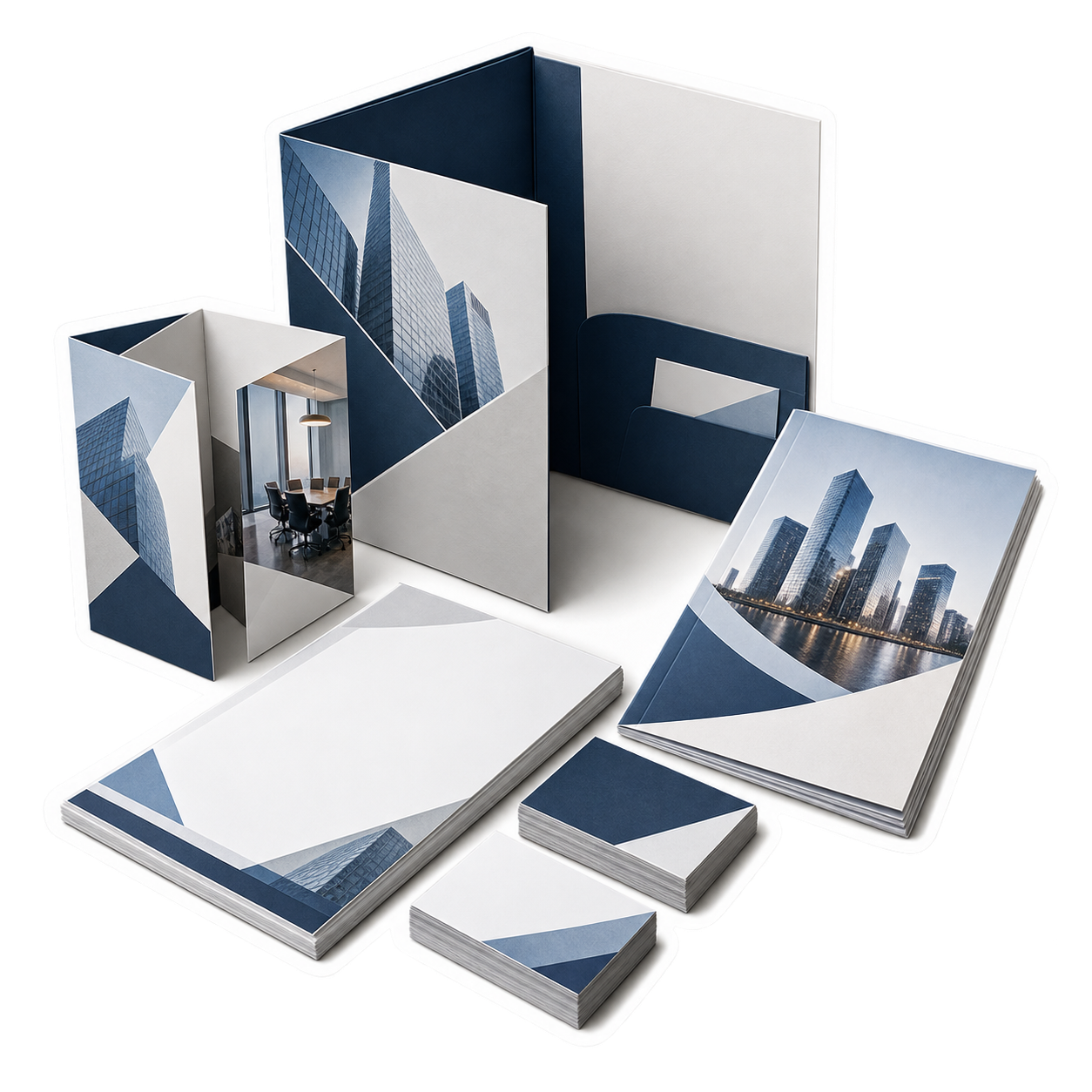 Colorful brochures, postcards and booklets